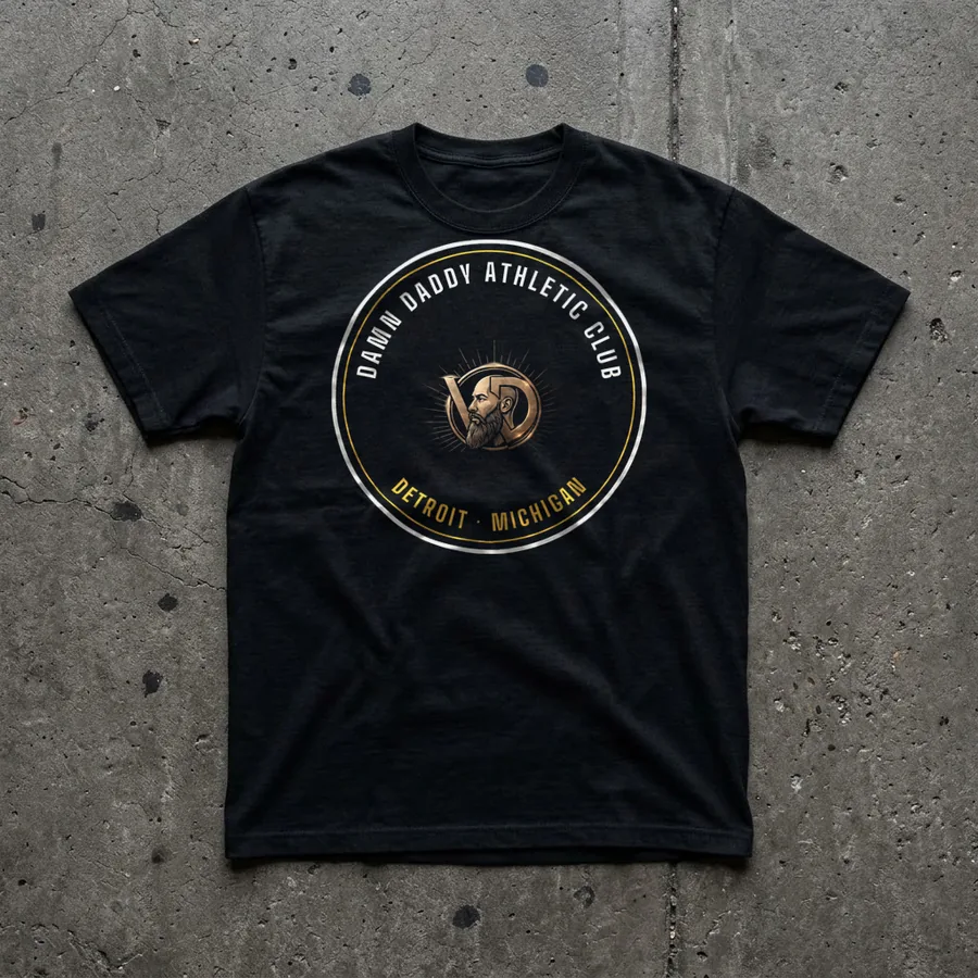 Damn Daddy Athletic Club tee flat lay