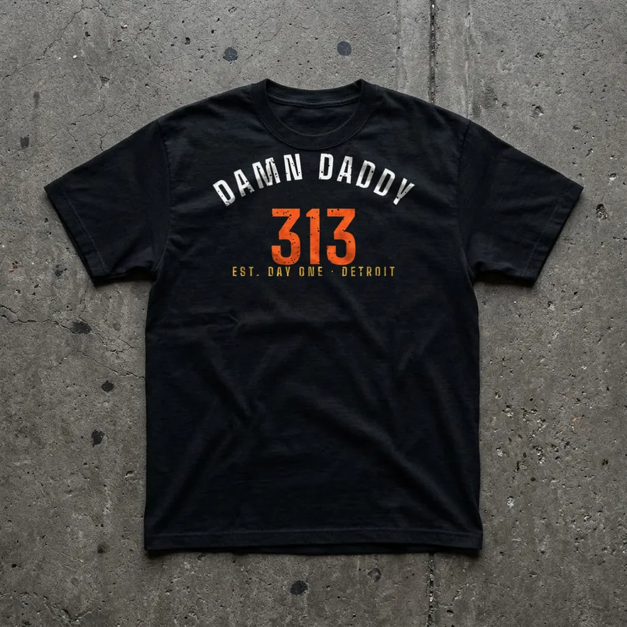 Damn Daddy 313 tee flat lay