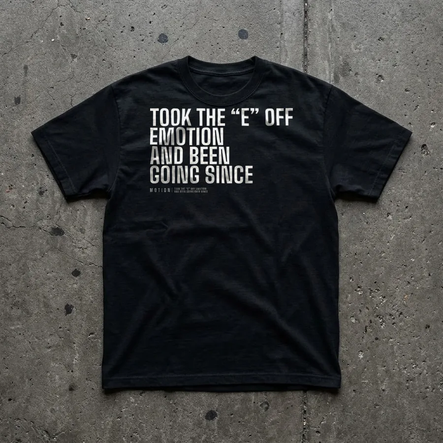 Took the E off Emotion tee flat lay