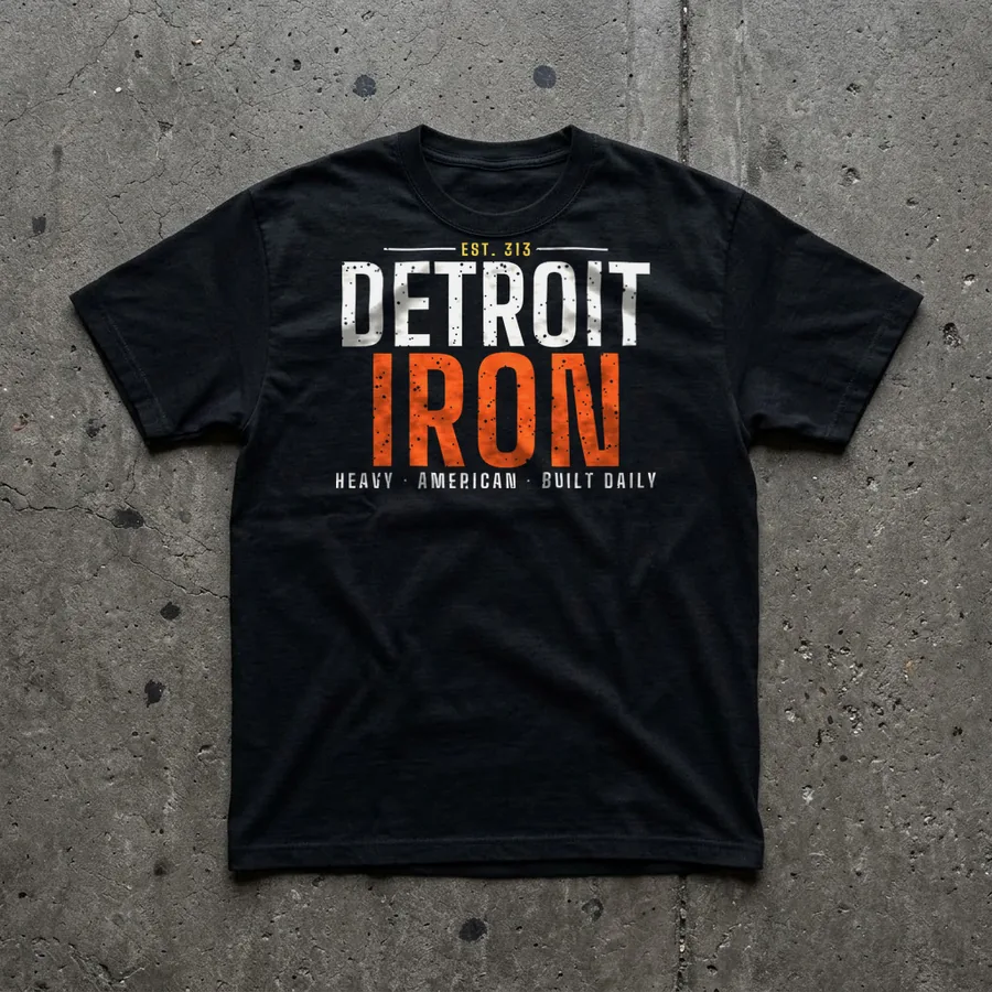 Detroit Iron tee flat lay