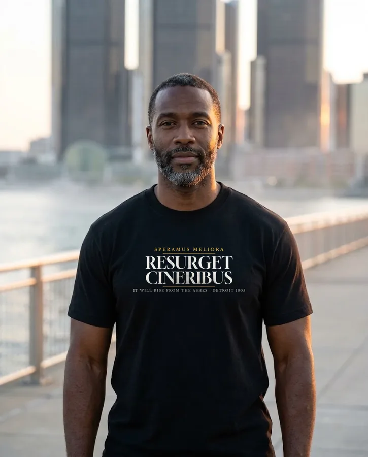 Resurget Cineribus tee on model