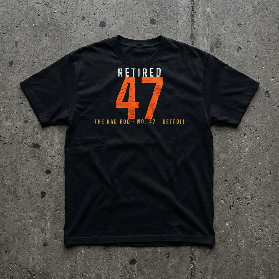 Retired Dad Bod No. 47 tee flat lay