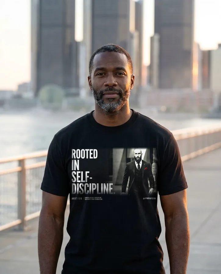 Rooted in Self-Discipline (Photo) tee on model